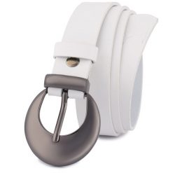 Pasek skórzany BELTIMORE r.110-125 cm O03 biały. Białe paski bez wzorów. Za 49.90 zł.