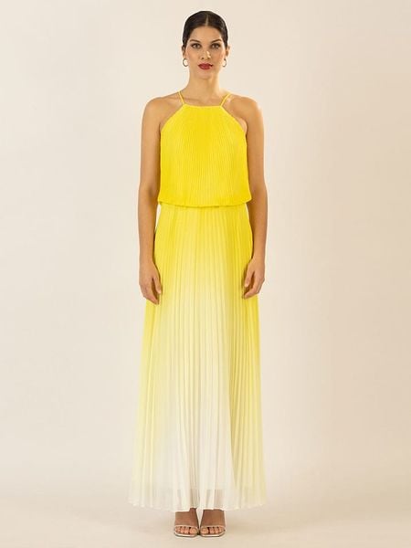 APART Sukienka w kolorze żółto-białym rozmiar: 34. Żółte sukienki Apart, bez wzorów, bez kołnierzyka, bez ramiączek, maxi. Za 281.76 zł.