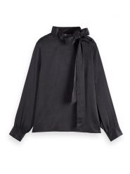 Scotch & Soda Bluzka w kolorze czarnym rozmiar: 38. Czarne bluzki Scotch & Soda, bez wzorów, bez kołnierzyka, bez ramiączek. Za 235.50 zł.