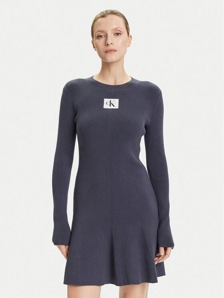 Calvin Klein Jeans Sukienka codzienna LV047D307G Granatowy Slim Fit. Niebieskie sukienki Calvin Klein Jeans, na co dzień, xxs, bez wzorów, z bawełny, bez kołnierzyka, bez ramiączek, proste. Za 319.99 zł.