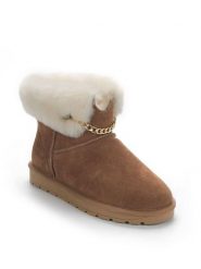 Gooce Skórzane botki zimowe "Gertrude" w kolorze jasnobrązowo-białym rozmiar: 38. Brązowe botki Gooce, bez wzorów, ze skóry, bez obcasa, bez zapięcia. Za 255.95 zł.