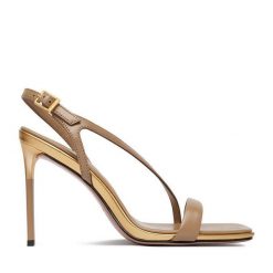 Sandały Eva Minge. Brązowe sandały Eva Minge, bez wzorów, bez obcasa, na szpilce, bez zapięcia. Za 429.99 zł.