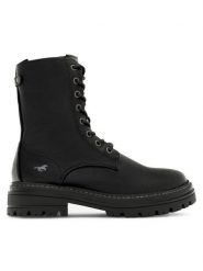 Mustang Trzewiki 1398-507 Czarny. Czarne botki Mustang, bez wzorów, z materiału, bez obcasa, na płaskiej podeszwie, bez zapięcia. Za 239.99 zł.