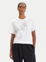 Adidas T-Shirt Holiday Metallic Graphic JM4427 Biały Regular Fit. Białe t-shirty adidas, xs, bez wzorów, z bawełny, bez kołnierzyka, bez ramiączek. Za 89.99 zł.