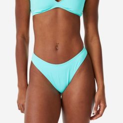 Dół kostiumu kąpielowego damski Roxy High Leg Cheeky. Niebieskie bikini Roxy, bez wzorów, z tkaniny, sportowe. Za 69.99 zł.
