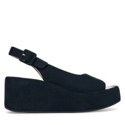 Sandały HÖGL. Niebieskie sandały Högl, bez wzorów, bez obcasa, na koturnie, bez zapięcia. Za 849.99 zł.