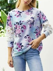 LA Angels Bluza w kolorze błękitno-fioletowym rozmiar: M. Niebieskie bluzy LA Angels, m, bez wzorów, z koronki, bez kaptura. Za 105.88 zł.