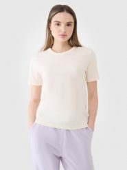 4F T-shirt regular gładki damski - biały XS. Białe t-shirty 4f, xs, bez wzorów, z bawełny, klasyczne, bez kołnierzyka, bez ramiączek. W wyprzedaży za 29.99 zł.