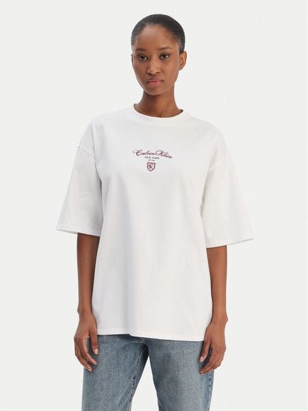 Calvin Klein Jeans T-Shirt LV047E232G Biały Relaxed Fit. Białe t-shirty Calvin Klein Jeans, s, bez wzorów, z bawełny, bez kołnierzyka, bez ramiączek. Za 179.99 zł.
