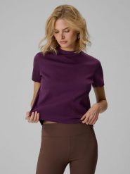 4F T-shirt regular gładki damski - fioletowy XS. Fioletowe t-shirty 4f, m, bez wzorów, z bawełny, klasyczne, bez kołnierzyka, bez ramiączek. Za 79.99 zł.