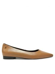 Tommy Hilfiger Baleriny Th Pointy Ballerina FW0FW08291 Khaki. Brązowe baleriny Tommy Hilfiger, bez wzorów, ze skóry, bez obcasa, bez zapięcia. Za 519.99 zł.