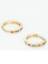 OR ÉCLAT Złote kolczyki-kreole "Créoles colored" z kryształami rozmiar: onesize. Żółte kolczyki Or Éclat, z cyrkonią, złote. Za 633.95 zł.