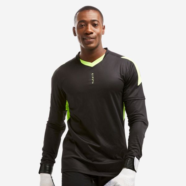 Bluza bramkarska dla dorosłych Kipsta F500. Niebieskie bluzy KIPSTA, m, bez wzorów, z elastanu, sportowe, bez ramiączek, bez kaptura. W wyprzedaży za 59.99 zł.