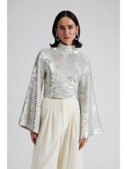 By Malina Bluzka "Aella" w kolorze srebrnym rozmiar: XXL. Szare bluzki BY MALINA, xxl, bez wzorów, bez kołnierzyka, bez ramiączek. Za 264.15 zł.