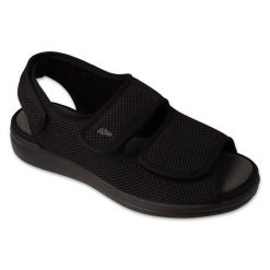Dr.ORTO Befado sandały damskie na rzepy spód-pu 077D001 czarne. Czarne sandały bez wzorów, z materiału, eleganckie, bez obcasa, na obcasie, bez zapięcia. Za 124.17 zł.