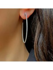 Eclat d'Argent Srebrne kolczyki-półkreole z cyrkoniami rozmiar: onesize. Szare kolczyki Eclat d'Argent, z cyrkonią, srebrne. Za 252.99 zł.