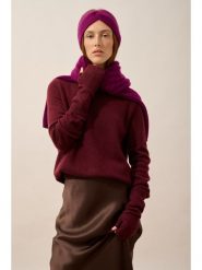 Just Cashmere Kaszmirowe mankiety w kolorze bordowym rozmiar: onesize. Czerwone rękawiczki Just Cashmere, bez wzorów, z kaszmiru. Za 108.99 zł.