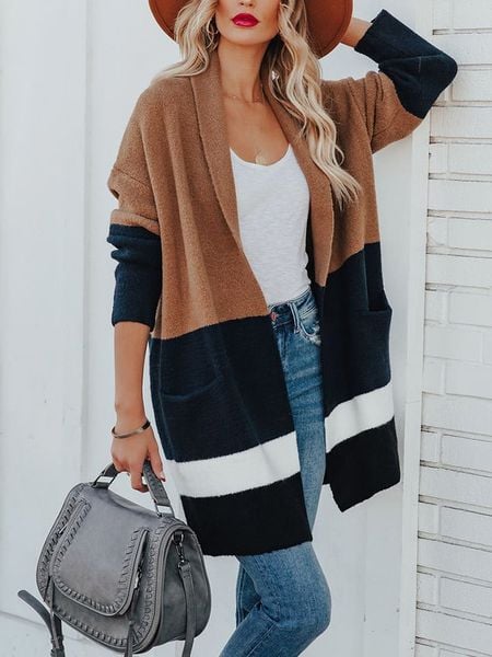 Milan Kiss Kardigan w kolorze jasnobrązowo-czarnym rozmiar: S. Brązowe swetry Milan Kiss, s, bez wzorów, bez ramiączek. Za 192.33 zł.