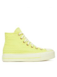 Converse Trampki Chuck Taylor All Star Lift Platform Knit A14967C Żółty. Żółte trampki Converse, bez wzorów, z materiału, retro, bez zapięcia. Za 359.99 zł.
