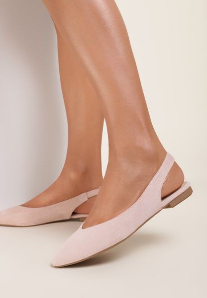 Różowe Sandały z Odkrytą Piętą i Noskiem Typu Migdałek Nemegoria. Czerwone sandały Renee, bez wzorów, eleganckie, bez obcasa, na płaskiej podeszwie, bez zapięcia. Za 59.99 zł.