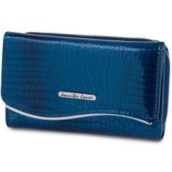Niebieski Elegancki Damski Portfel Skórzany Pojemny Lakier 824. Niebieskie portfele bez wzorów, z lakierowanej skóry. Za 99.99 zł.
