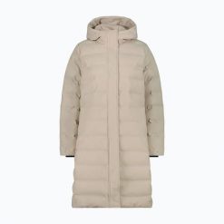 Płaszcz ocieplany damski CMP 35K3676 Coat Fix Hood. Brązowe płaszcze CMP, l, bez wzorów, z materiału, z kapturem. Za 569.99 zł.