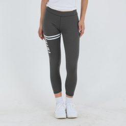 Legginsy treningowe Capri Keeps. Szare legginsy ELPLAYER, bez wzorów, z jersey. W wyprzedaży za 64.00 zł.