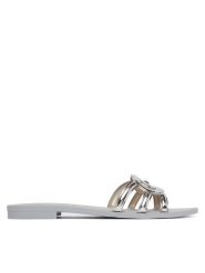 Guess Klapki FLJHO2 ELE03 Srebrny. Szare klapki Guess, z aplikacjami, z syntetyku, bez obcasa, bez zapięcia. Za 162.99 zł.