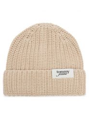 Tommy Hilfiger Czapka Script AW0AW18972 Kremowy. Białe czapki zimowe Tommy Hilfiger, bez wzorów, z bawełny. Za 189.99 zł.