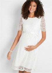 Sukienka ślubna koronkowa 2 w 1, ciążowa i do karmienia piersią. Białe sukienki bonprix, na ślub cywilny, bez wzorów, z koronki, eleganckie, bez kołnierzyka, moda ciążowa, bez ramiączek. Za 389.99 zł.