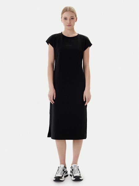 EA7 Emporio Armani Sukienka codzienna 7W000957 AF12484 MC043 Czarny Regular Fit. Czarne sukienki EA7 Emporio Armani, na co dzień, xl, bez wzorów, z bawełny, bez kołnierzyka, bez ramiączek, proste. Za 509.99 zł.