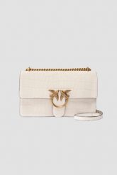 PINKO Biała damska kopertówka Love One Mini DC Cocco Nabuccato. Białe kopertówki Pinko, bez wzorów, eleganckie, z tłoczeniem, bez dodatków. W wyprzedaży za 1,169.99 zł.