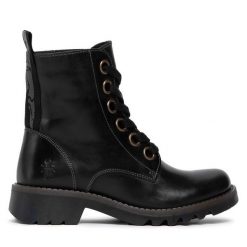 Botki Fly London. Czarne botki Fly London, bez wzorów, bez obcasa, na płaskiej podeszwie, bez zapięcia. Za 419.99 zł.