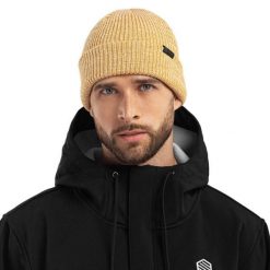 Czapka zimowa beanie unisex Brownie. Żółte czapki zimowe SIROKO, z aplikacjami, z materiału. Za 128.00 zł.