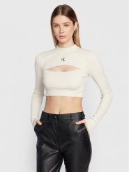 Calvin Klein Jeans Sweter J20J220446 Écru Slim Fit. Swetry Calvin Klein Jeans, xl, bez wzorów, z jeansu, bez ramiączek. Za 249.99 zł.