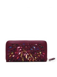 Desigual Duży Portfel Damski Blackwell Fiona 24WAYP31 Bordowy. Czerwone portfele Desigual, bez wzorów, ze skóry. Za 129.99 zł.