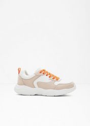 Sneakersy chunky. Brązowe buty sportowe lifestyle bonprix, bez wzorów, sportowe, bez zapięcia. Za 74.99 zł.