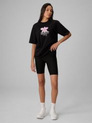 4F Legginsy kolarki z prążkowanej dzianiny damskie - czarne S. Czarne legginsy 4f, bez wzorów, z dzianiny, wakacyjne. Za 79.99 zł.
