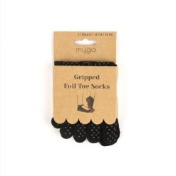 Antypoślizgowe skarpetki z palcami do jogi myga Yoga Toe Socks. Czarne skarpetki MYGA, bez wzorów. Za 69.99 zł.