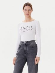 Guess Body W5YP05 K68D2 Biały Slim Fit. Białe body i gorsety Guess, z aplikacjami, z wiskozy, bez ramiączek. Za 219.99 zł.