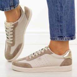 Beżowe skórzane półbuty damskie S.Barski 7091. Brązowe półbuty wsuwane S.BARSKI, na jesień, bez wzorów, z jeansu, casualowe, z okrągłym noskiem, bez obcasa, na płaskiej podeszwie. Za 239.00 zł.