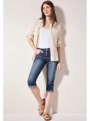 Cecil Rybaczki dżinsowe w kolorze granatowym rozmiar: W25/L22. Niebieskie spodnie materiałowe Cecil, bez wzorów, z materiału, klasyczne. Za 86.99 zł.