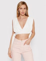 DeeZee Bluzka My Time BLK018 Biały Regular Fit. Białe bluzki DeeZee, bez wzorów, z syntetyku, bez kołnierzyka, bez ramiączek. Za 39.99 zł.