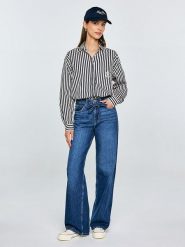 BIG STAR Koszula "Tina" w kolorze granatowym rozmiar: S. Niebieskie koszule BIG STAR, s, bez wzorów, z bawełny, retro, bez kołnierzyka, bez ramiączek. Za 124.99 zł.