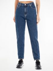 CALVIN KLEIN JEANS Dżinsy - Mom fit - w kolorze granatowym rozmiar: W31. Niebieskie jeansy Calvin Klein Jeans, z aplikacjami, z jeansu, klasyczne, z podwyższonym stanem. Za 275.40 zł.