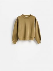 Bluza z modalem - oliwkowy. Zielone bluzy Reserved, l, bez wzorów, z dzianiny, bez ramiączek, bez kaptura. Za 109.99 zł.