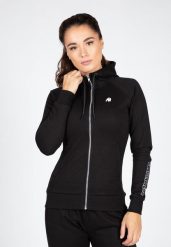 Marion Bluza z kapturem zapinana na suwak - Czarny. Czarne bluzy z kapturem GORILLA WEAR, xs, bez wzorów, z bawełny, z kapturem, na fitness i siłownię. Za 224.00 zł.