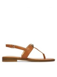 Guess Sandały FLJRMY LEA03 Brązowy. Brązowe sandały Guess, z aplikacjami, ze skóry, bez obcasa, na płaskiej podeszwie, bez zapięcia. Za 519.99 zł.