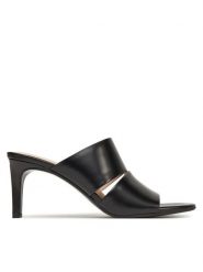 Calvin Klein Klapki Heel Mule 70 - Lth 2 Straps HW0HW02460 Czarny. Czarne klapki Calvin Klein, bez wzorów, ze skóry, bez obcasa, bez zapięcia. Za 409.99 zł.