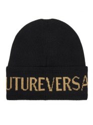 Versace Jeans Couture Czapka Big Beanie 79YAZK40 Czarny. Czarne czapki zimowe Versace Jeans Couture, bez wzorów, z jeansu. Za 379.99 zł.